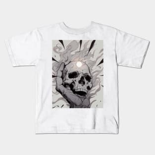 Monochrome Illustration of Skull Kids T-Shirt